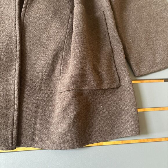 Quince Cardigan Womens Large Brown Organic Cotton Open Front Formal Notch Blazer - Picture 6 of 8